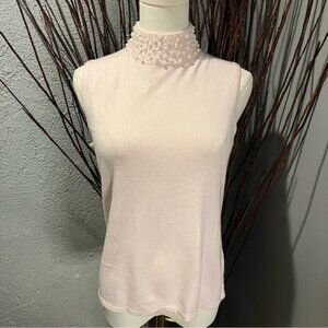 🌸 MERCER STREET STUDIO PEARL EMBELLISHED PINK MOCK TURTLENECK 🌸